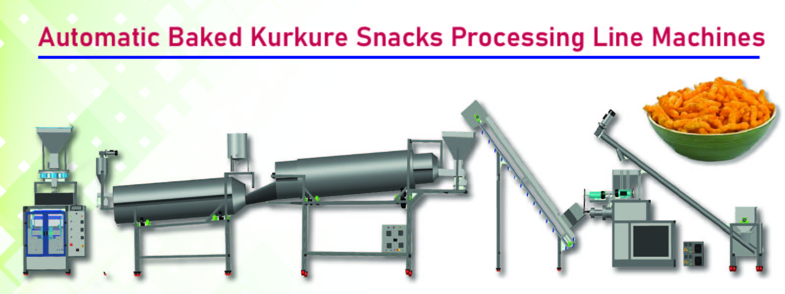 Automatic Baked Kurkure Snacks Processing Line Machines